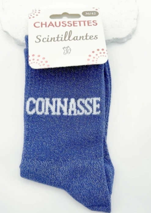 Chaussettes scintillantes bleues Connasse