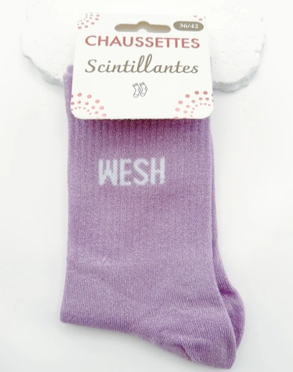 Chaussettes scintillantes violettes Wesh