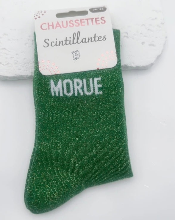 Chaussettes scintillantes vertes Morue