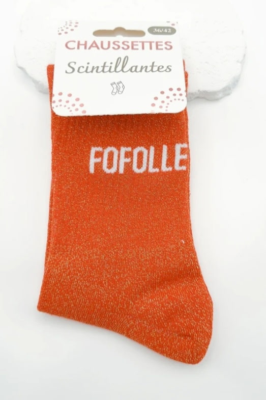 Chaussettes scintillantes oranges Fofolle