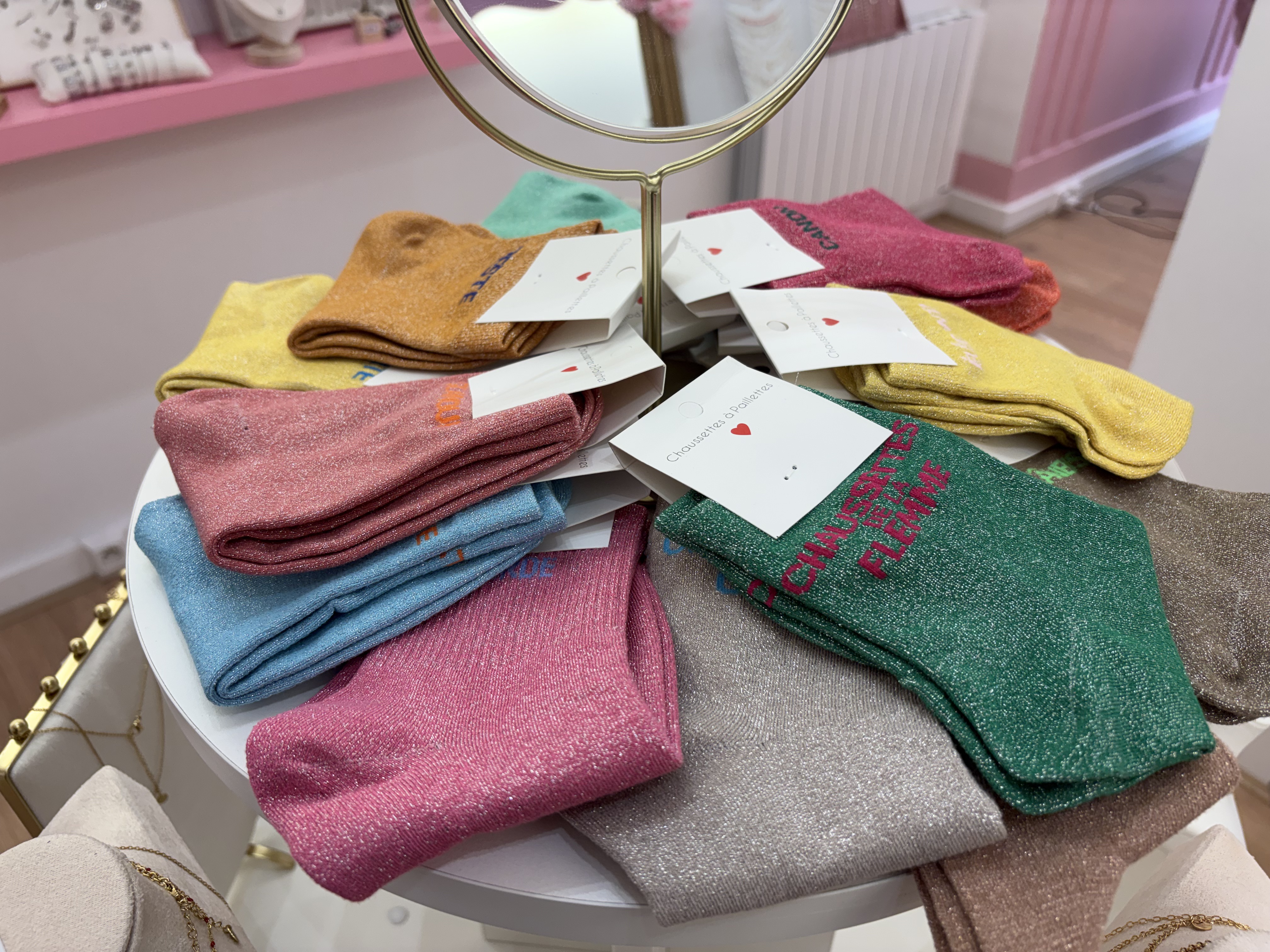 Chaussettes colorées à paillettes