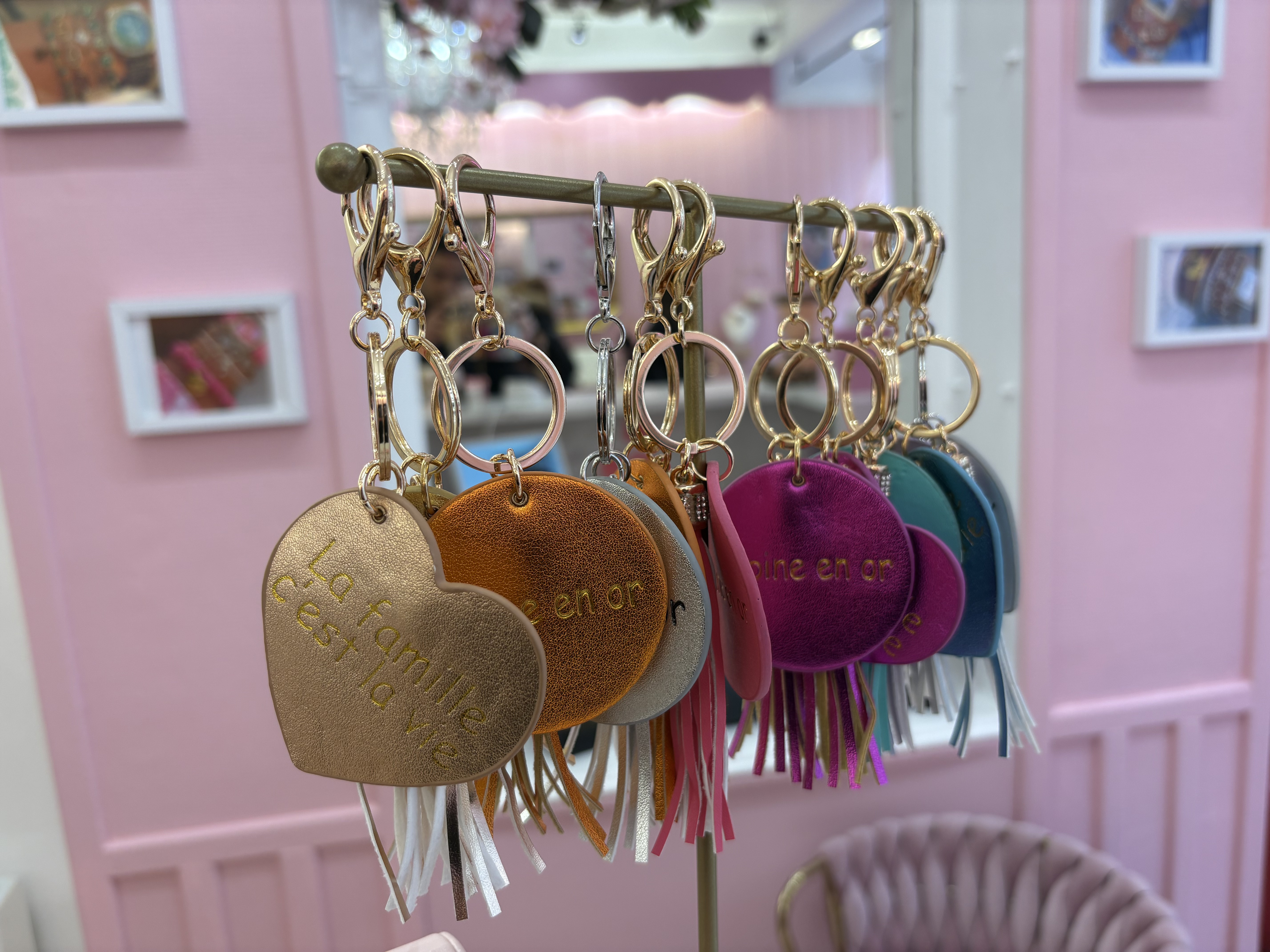 Porte-clés coeur et rond avec messages